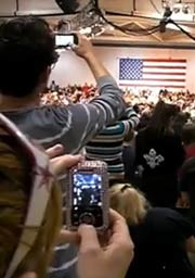 People in gym for Obama speech
